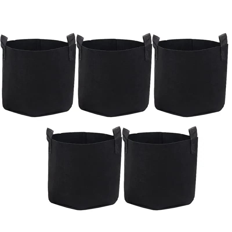 AT43-5Pcs Vegetable/Flower/Plant Grow Bags 10 Gallons Thickened Non-Woven Grow Bags Aeration Fabric Pots With Handles