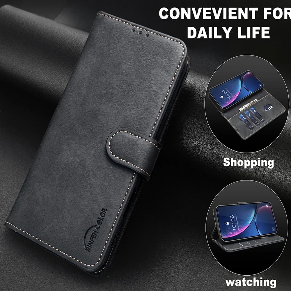Custodia a libro in pelle con porta carte e protezione RFID per Xiaomi Redmi Note 14 Pro 5G 4G, Redmi Note 14 Pro Plus, 14S