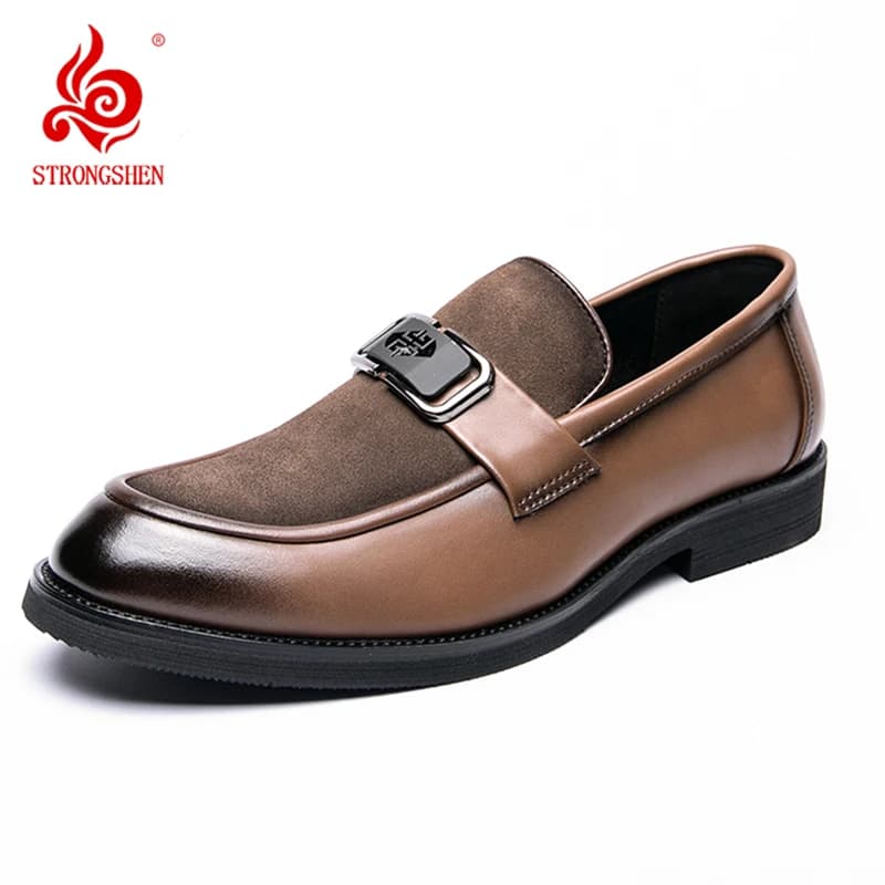 STRONGSHEN Scarpe da uomo in pelle Casual Slip-On Mocassini eleganti Scarpe da lavoro Scarpe da festa di nozze Oxford Scarpe formali Mocassini