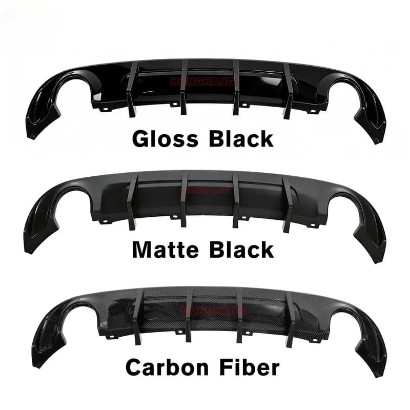 High Quality Matte Black ABS Rear Diffuser Rear Lip Quad Exhaust Design Vehicle Exterior Modified Replacement Protective Accesso