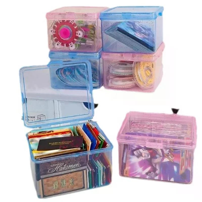 Nuova Scatola di Stoccaggio Trasparente in Plastica per Fotocard, Piccola Scatola Porta Carte, Organizer da Scrivania, Scatola per Classificazione, Articoli di Cancelleria
