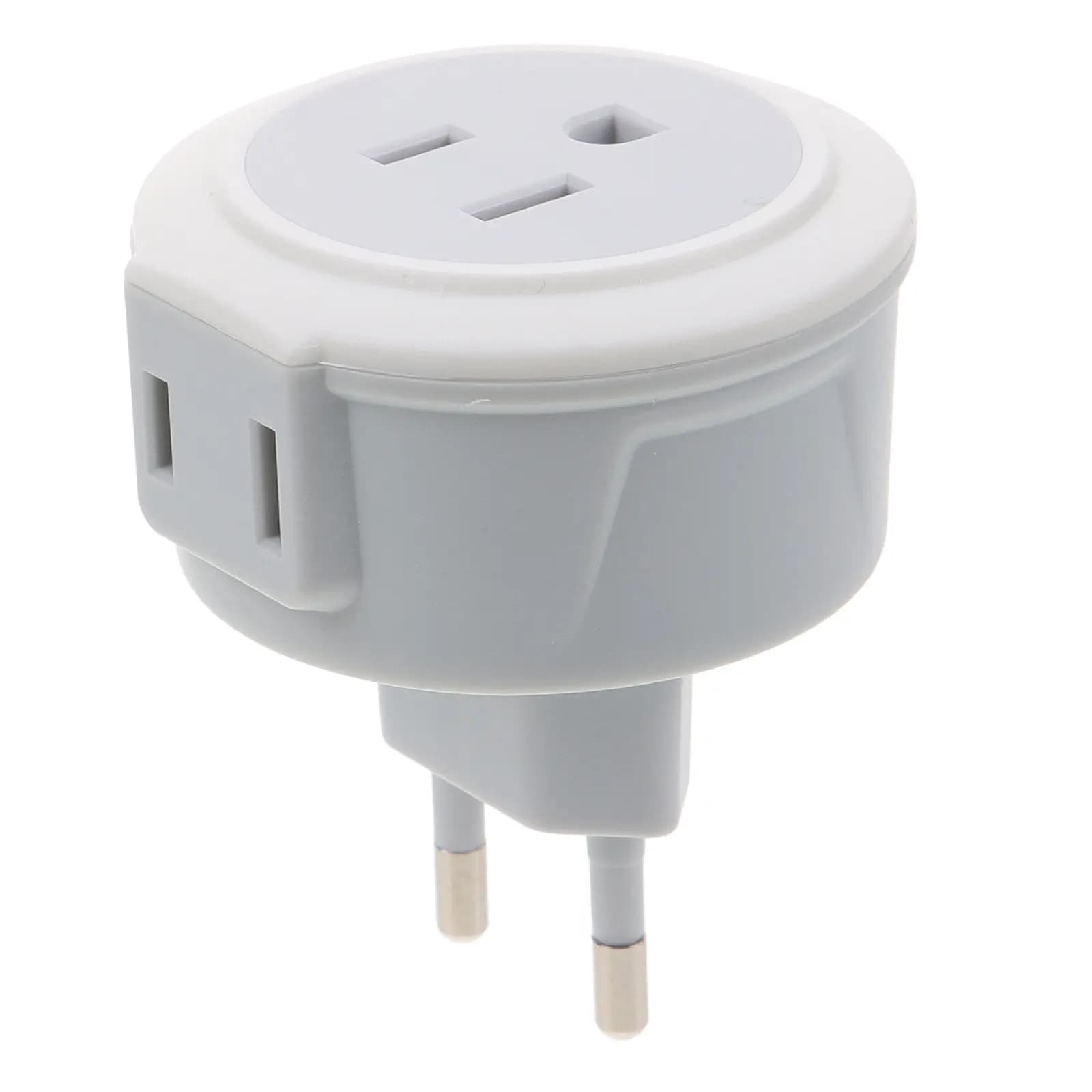 Us Plug to Eu Plug Converter White Sleek Dual Head Travel Power Adapter Socket Converter for Multiple European