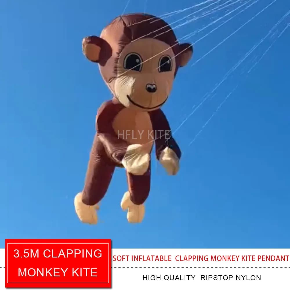HFLY New Arrival 3.5m Paletta Monkey Aquilone Line High Quality Adult Laundry Ripstop Nylon Soft Animal Show Aquiloni Pendant
