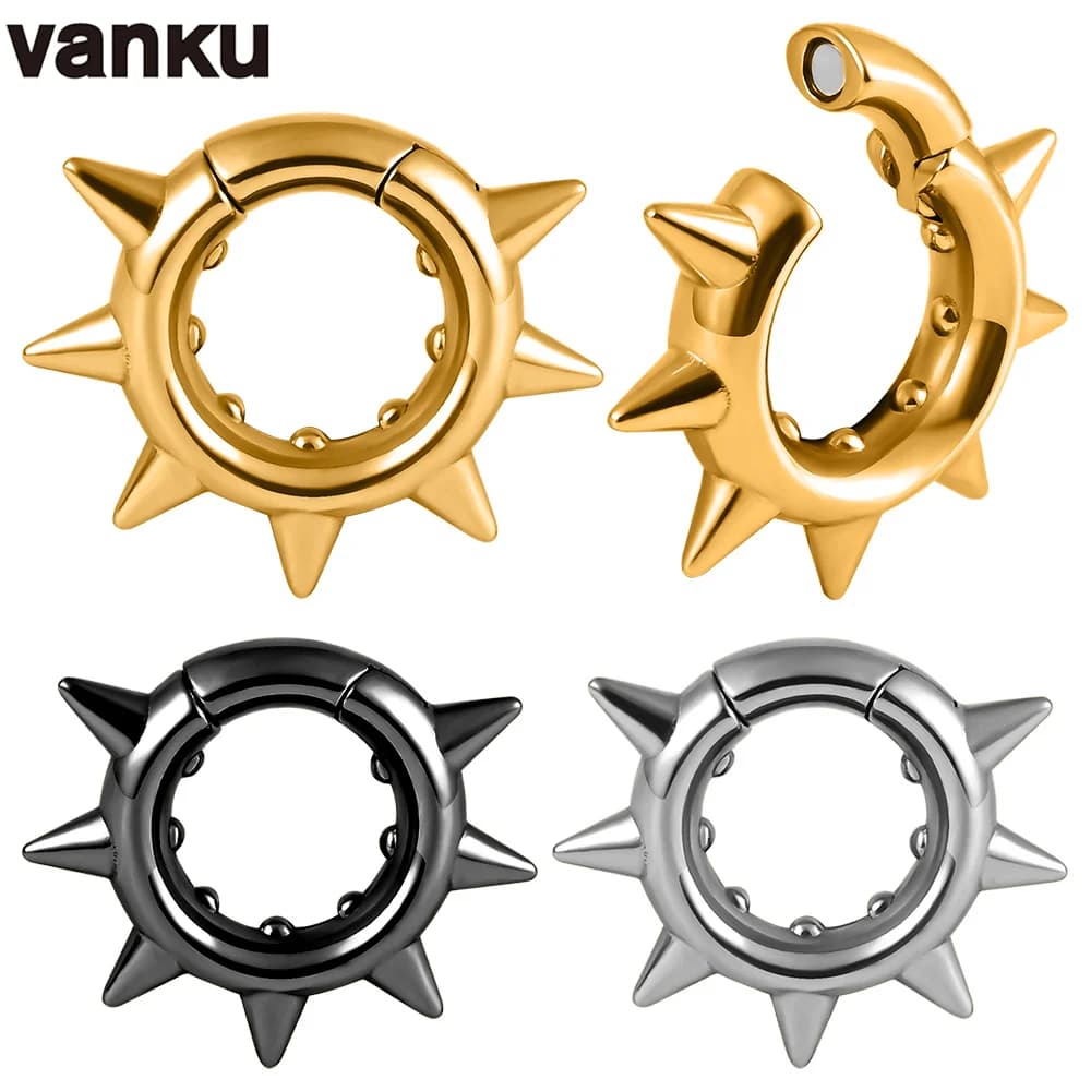 Vanku 2PC Semplice Moda Freccia Ciondolo Tappi In Acciaio Inox Orecchio Calibri di Peso Tunnel Penetranti Espansore Barelle Gioielli Per Il Corpo
