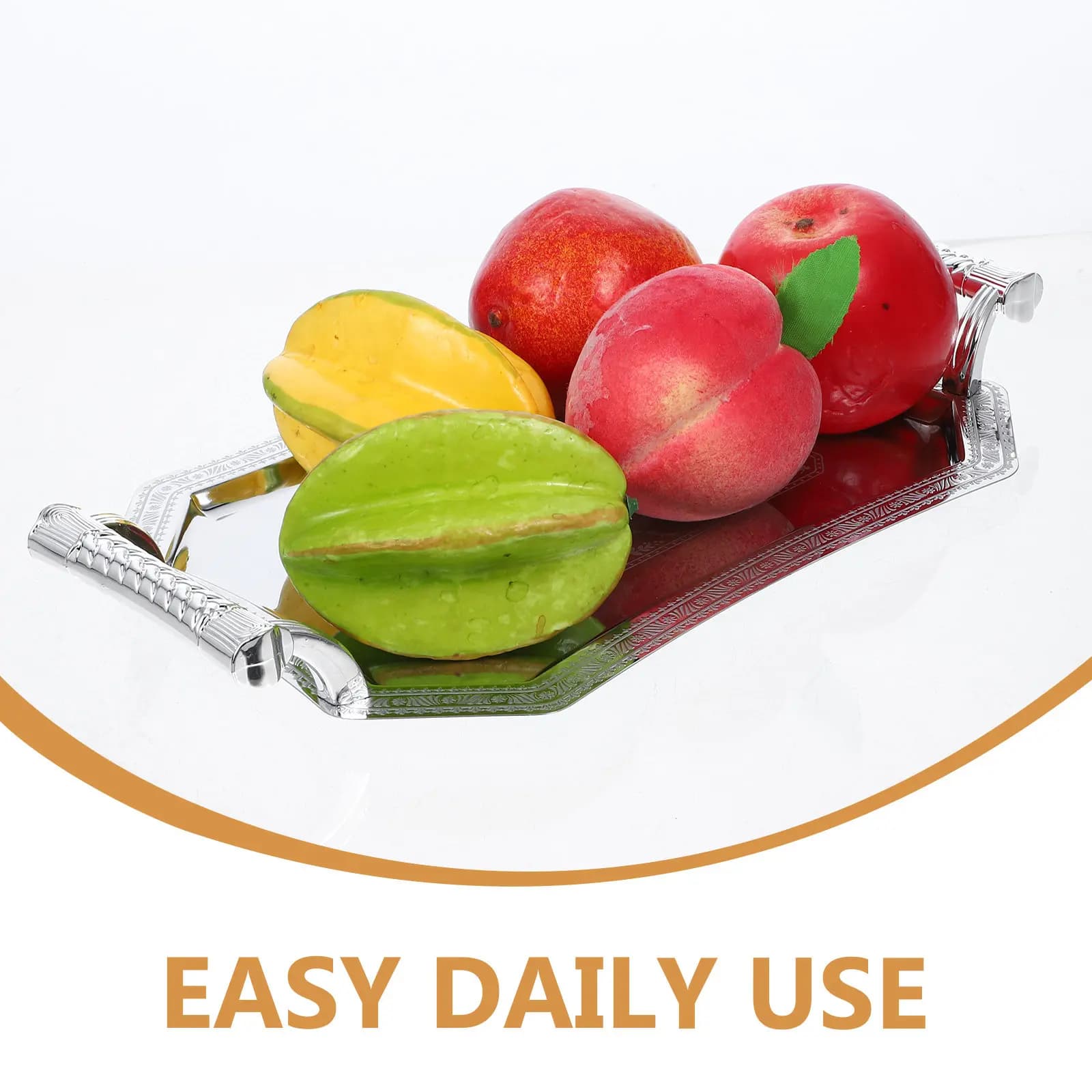Metal Serving Tray Stainless Steel Rectangular Fruit Candy Snack Tray Dried Fruit Tea Cup Organizer Large Capacity