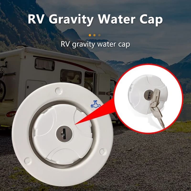 98658-001 1PC RV Tappo di riempimento dell'acqua con serratura Ingresso a gravità e chiavi per Fiamma RV Caravan Camper Nero o bianco diametro 33,5 mm