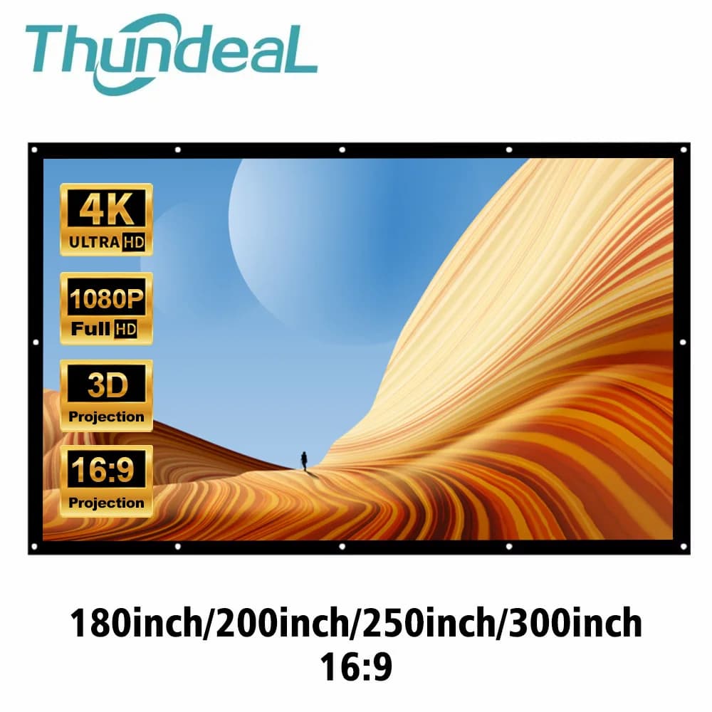 Schermo per Proiettore Supersize 180 200 250 300 Pollici per BenQ Optoma Samsung, Telo per Proiezione 3D 4K HD, Tenda per Home Theater