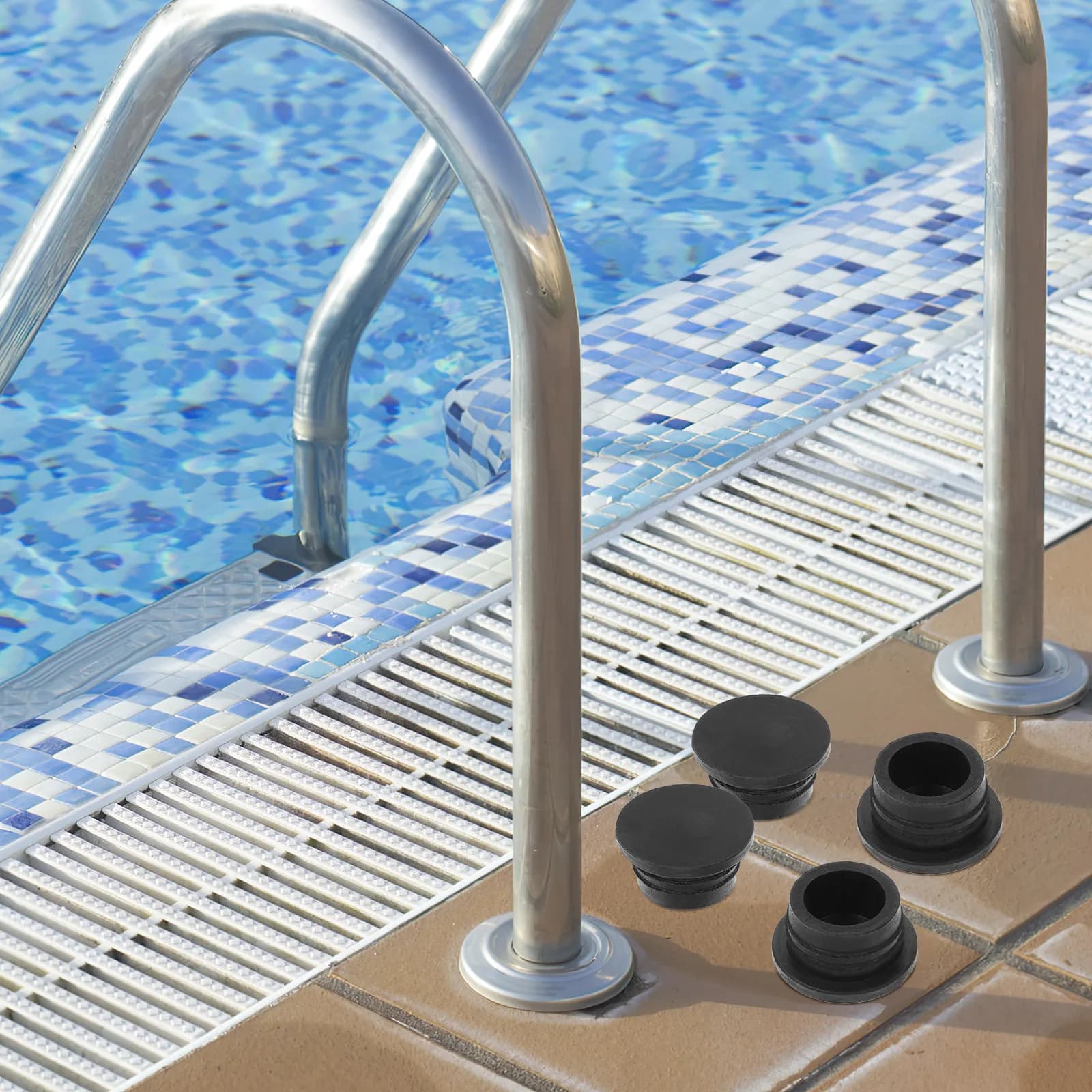 2Pcs Pool Ladder Bumpers Rubber Stopper Non Slip Replacement Caps Swimming Pool Ladder Plugs Accessories Rubber Stopper