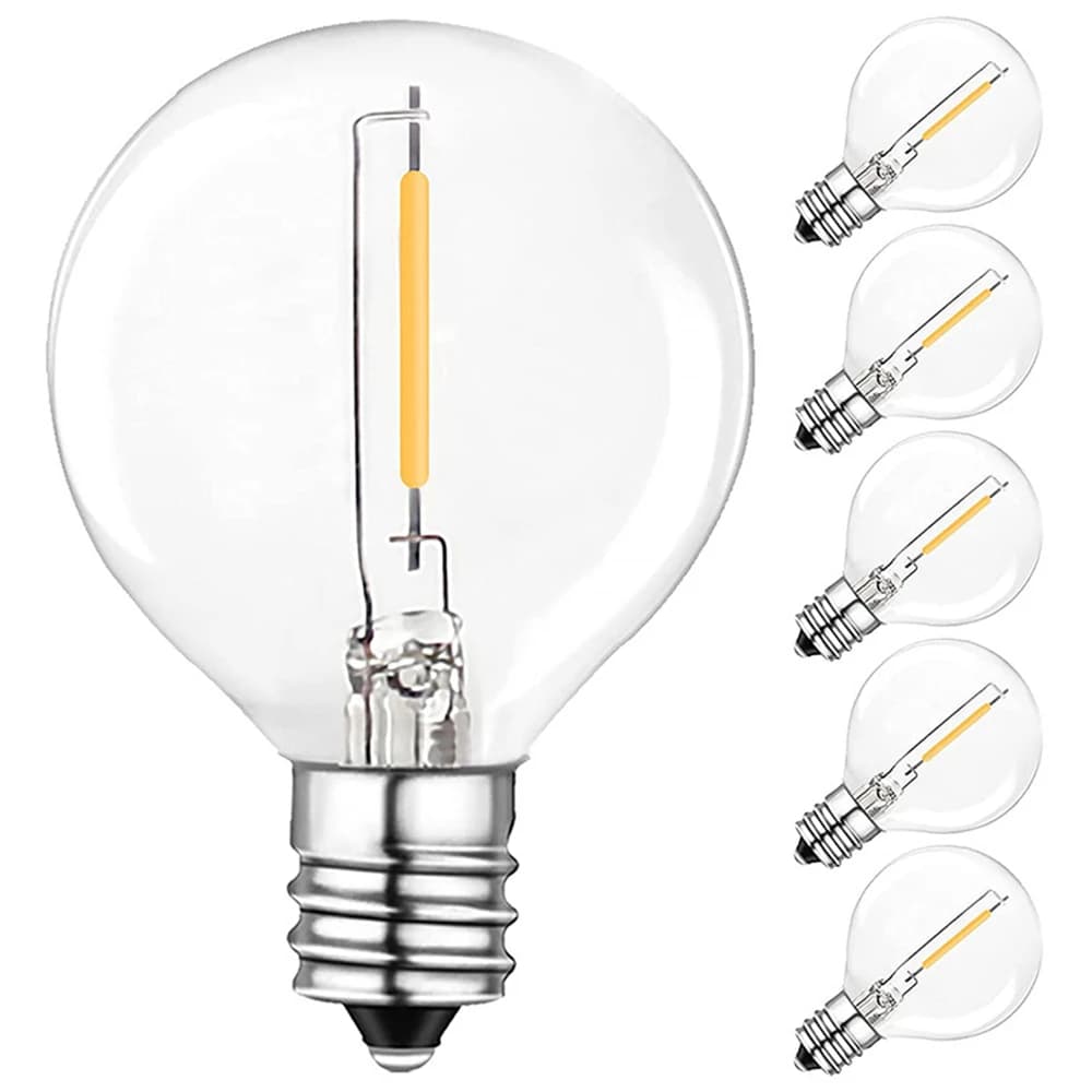 6/25 Pezzi Lampadine LED G40 110V/220V, Luci Fatate a Stringa, Lampade LED, Lampadine LED Effetto Tungsteno con Attacco E12 per Decorazioni Domestiche
