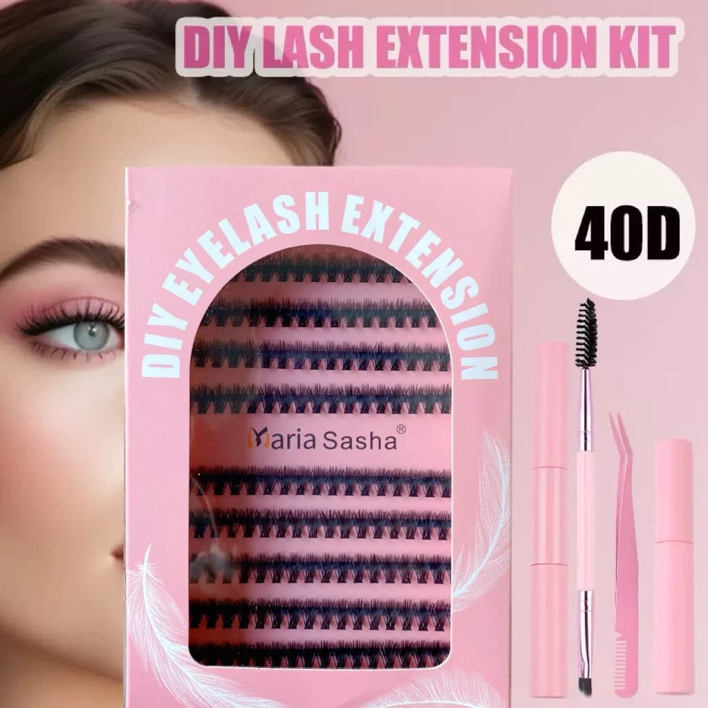 MARIA Sasha Kit Extension Eyelash Individual Cluster Mix 10 File Cluster Eyelash with Gasket and Eyelash Accessories
