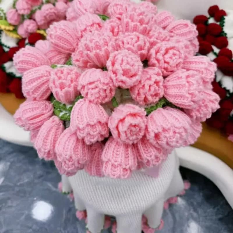Coperta tessuta rifinita di coperta di fiori di rosa Coperta per bouquet Coperta per bouquet di girasole all'uncinetto Regali di nozze rosita fresita
