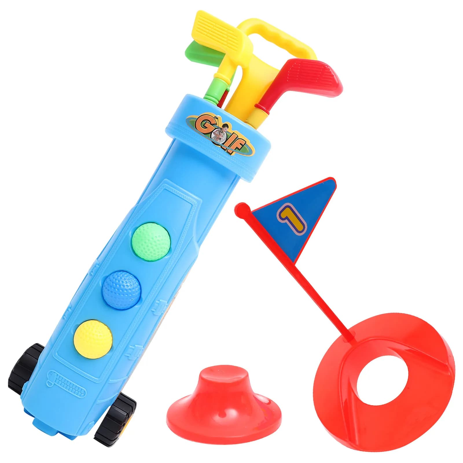 1Set Kids Golf Club Indoor Plastic Mini Trolley Ball Game for Children Lightweight Portable Sports Equipment Promote Hand Eye