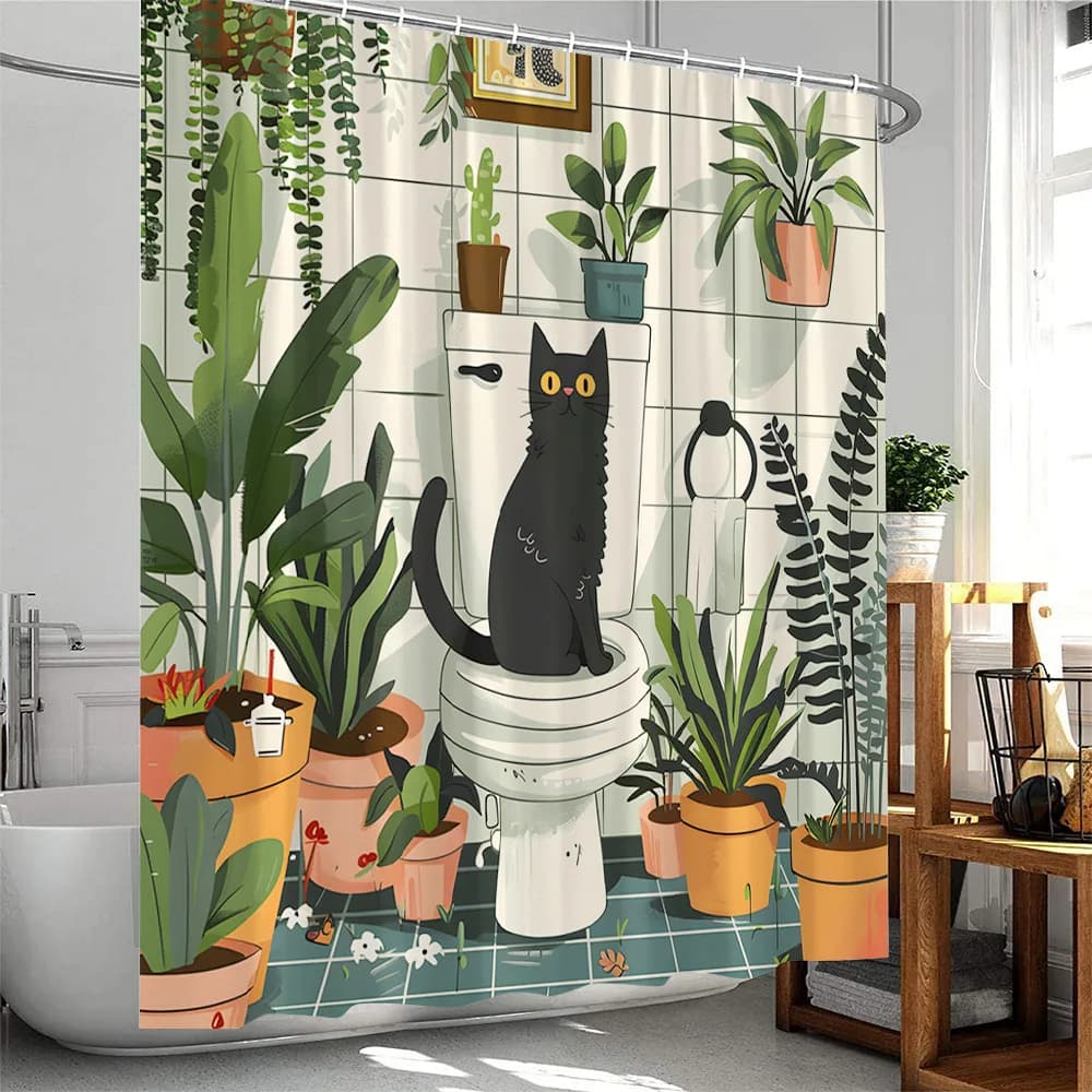 Mexican Style Shower Curtains Cartoon Tropical plants Cactus Bathroom Decor Polyester Fabric Bath Curtain with Hooks