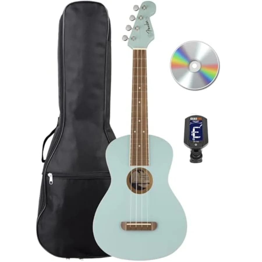 Ukulele Tenore Avalon - Bundle Blu Daphne con Borsa per il Trasporto, Accordatore e Video Didattico Austin Bazaar