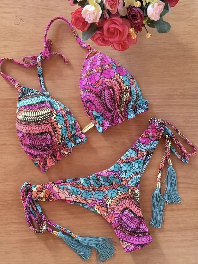 2022 bikini sexy stampa floreale costumi da bagno bikini string set costume da bagno push up bikini donna biquini costume da bagno da spiaggia donna