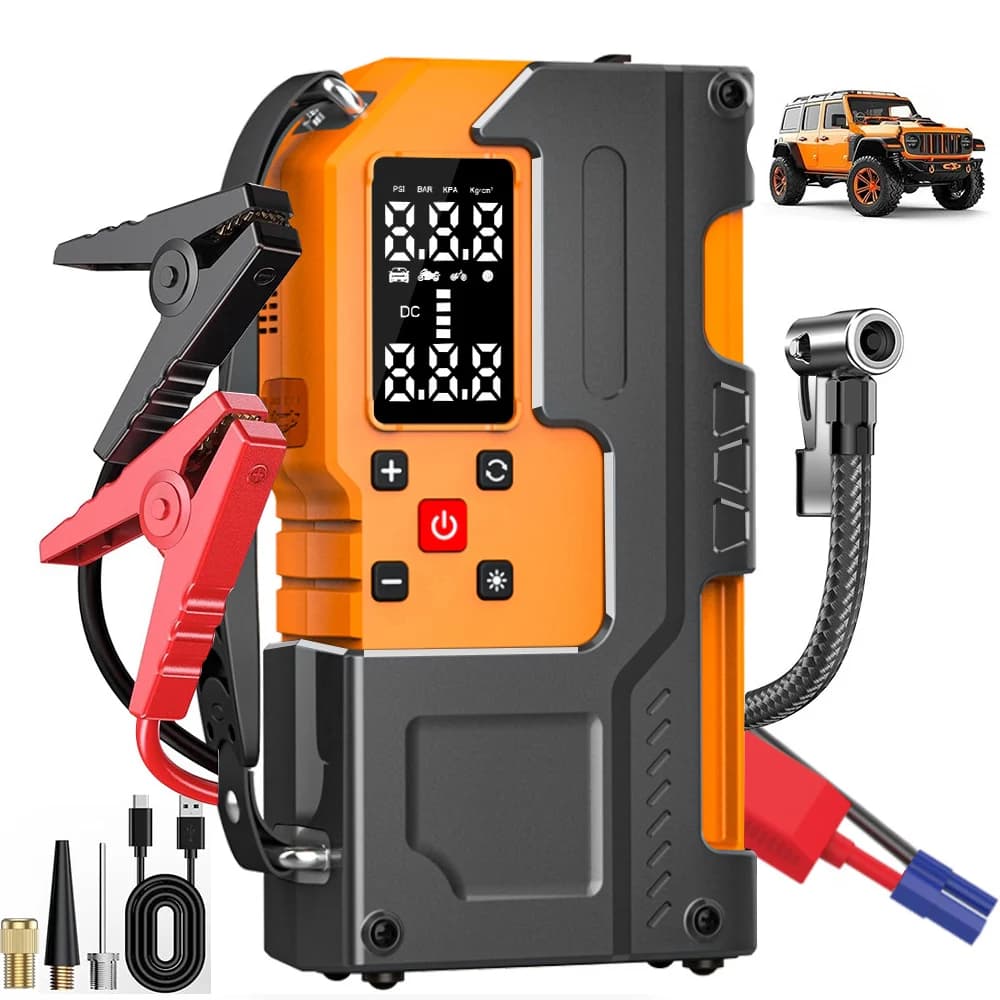 Nuovo arrivo Gonfiatore per pneumatici Compressore d'aria portatile con avviamento di emergenza Gonfiatore digitale multiuso per pneumatici 12V per palla per bici da auto