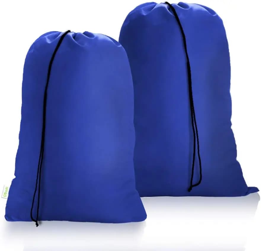 Sacchi per Bucato XL 24x32 Pollici, Organizer per Vestiti Sporchi da Viaggio, Lavabili in Lavatrice, Resistenti con Chiusura a Cordoncino, Blu
