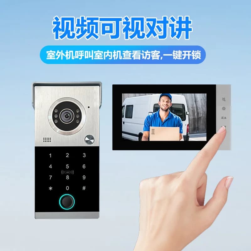 7 Inch Screen 2MP 1080P Rifd Access Control Wired Video Door Phone Password Intercom Doorbell Peephole Viewer