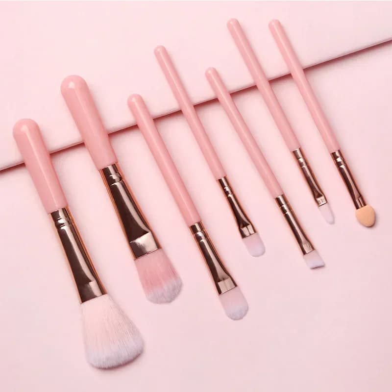 Fashionable 7 Piece Fashion Cosmetic Makeup Brush Eyebrow Shading Brush Pink Cosmetic Beauty Tool Easy to Use