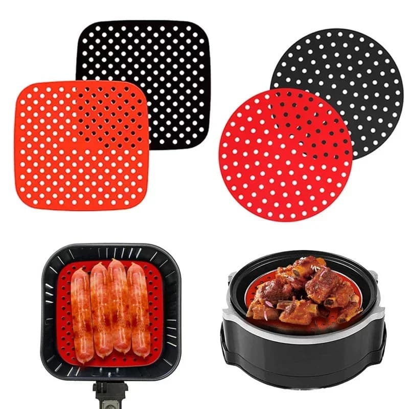 Food Grade Silicone Air Fryer Liner Non-stick Baking Mat Reusable Steamer Pad Baking Inner Liner Cooking Mat Kitchen Accessories