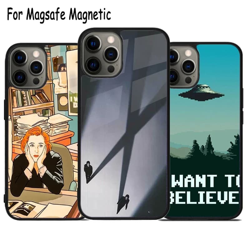 Cover per telefono The X-Files con ricarica wireless per iPhone 17 Air 15 16 16e 14 13 11 12 Pro Max Plus, cover magnetica Magsafe con paraurti