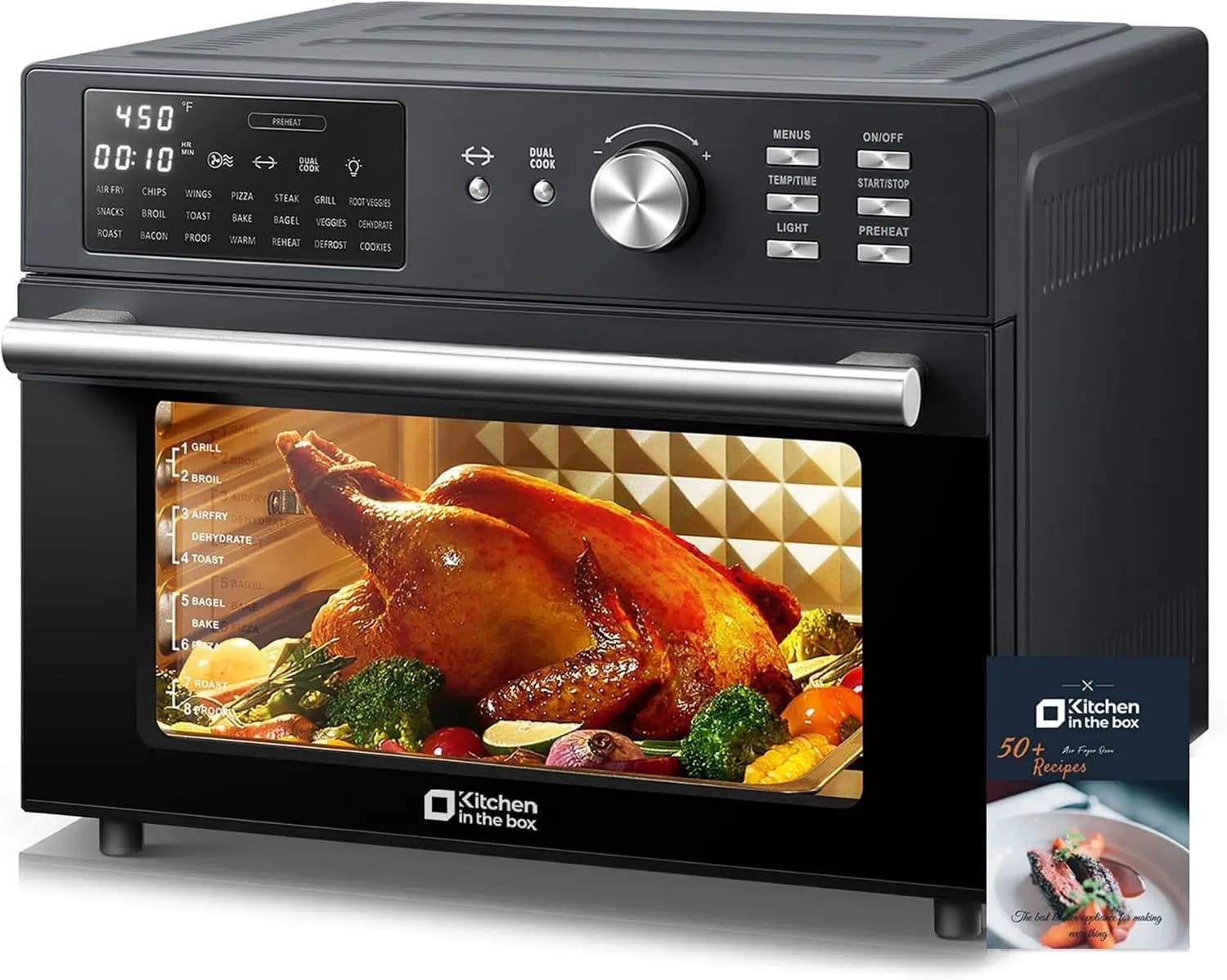 32QT Extra Large Air Fryer Toaster Oven Combo, 21-in-1 Convection Oven with Rotisserie, Dehydrate, 6 Accessories, 1800W