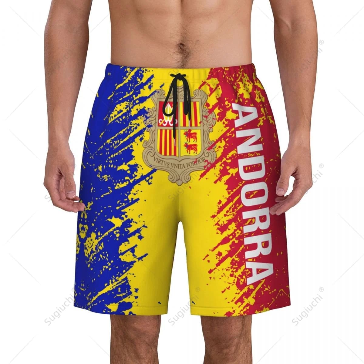 Men's Andorra Flag Beach Pants Board Shorts Surfing Boys Soccer Cycling Swimwear Running Polyester