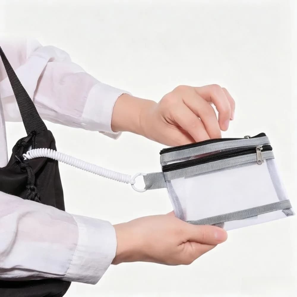 Mesh Passport Holder Anti-theft Spring Lock Zipper Closure Card Holder Portable Multi-Purpose Travel Storage Bag Travel
