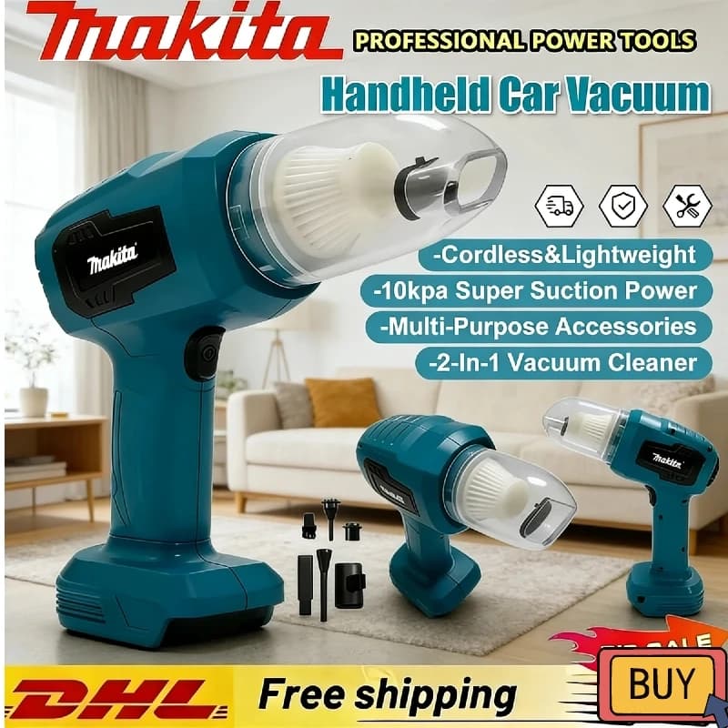 Mini Vacuum Cleaner for Auto Makita, Multifunction Rechargeable Portable, Dust Collecting Tools Compatible with Battery 18V