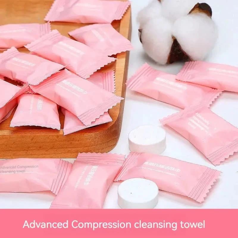 50 Pezzi Salviette Compresse Monouso in Cotone per la Pulizia del Viso, Adatte per Pelli Sensibili, Ideali per Viaggi