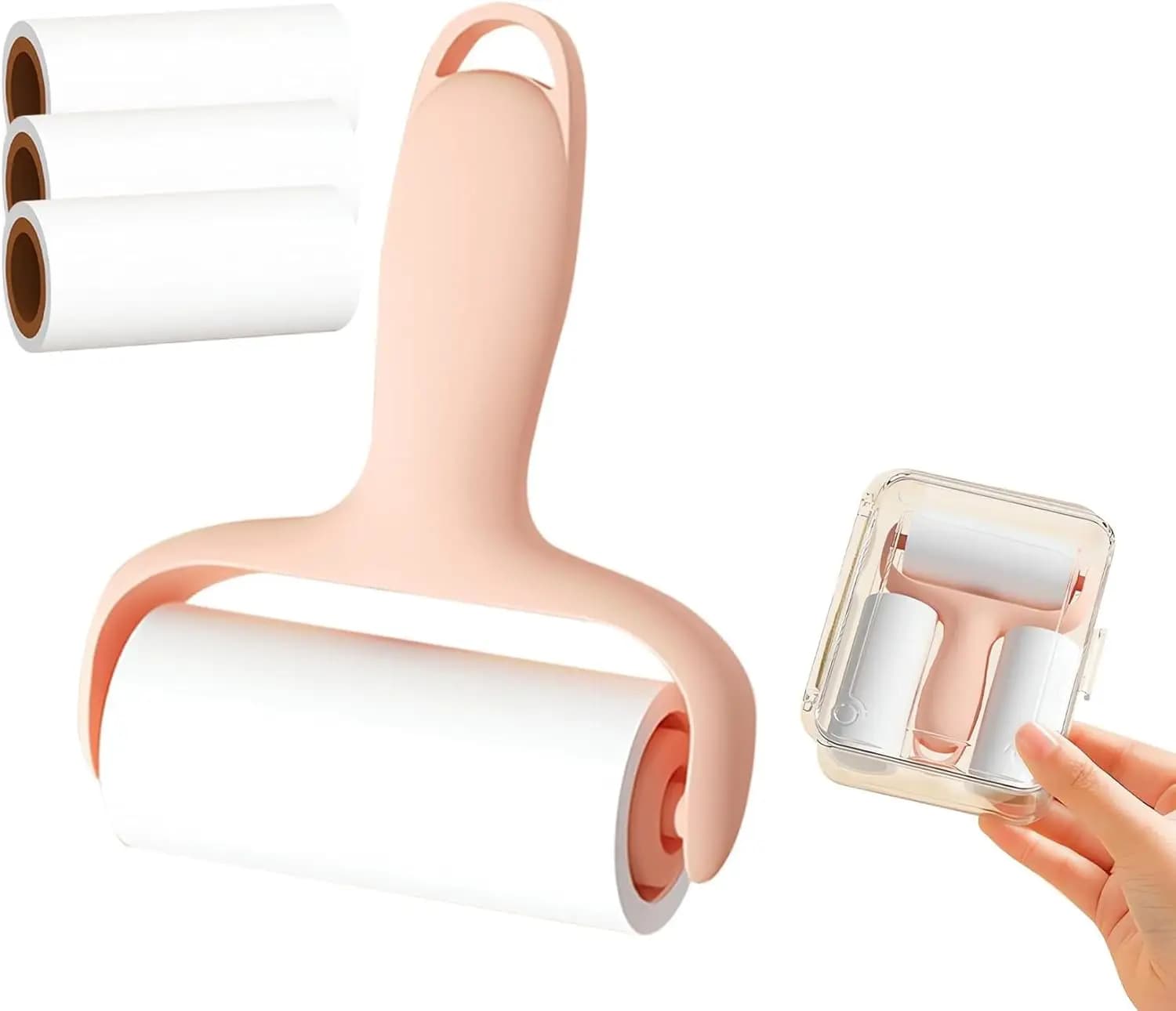 Mini Rullo Levapelucchi Rosa con 60 Ricariche, Rimuovi Peli di Animali e Polvere per Vestiti, Sedili Auto, Tappeti - Ideale per Viaggi