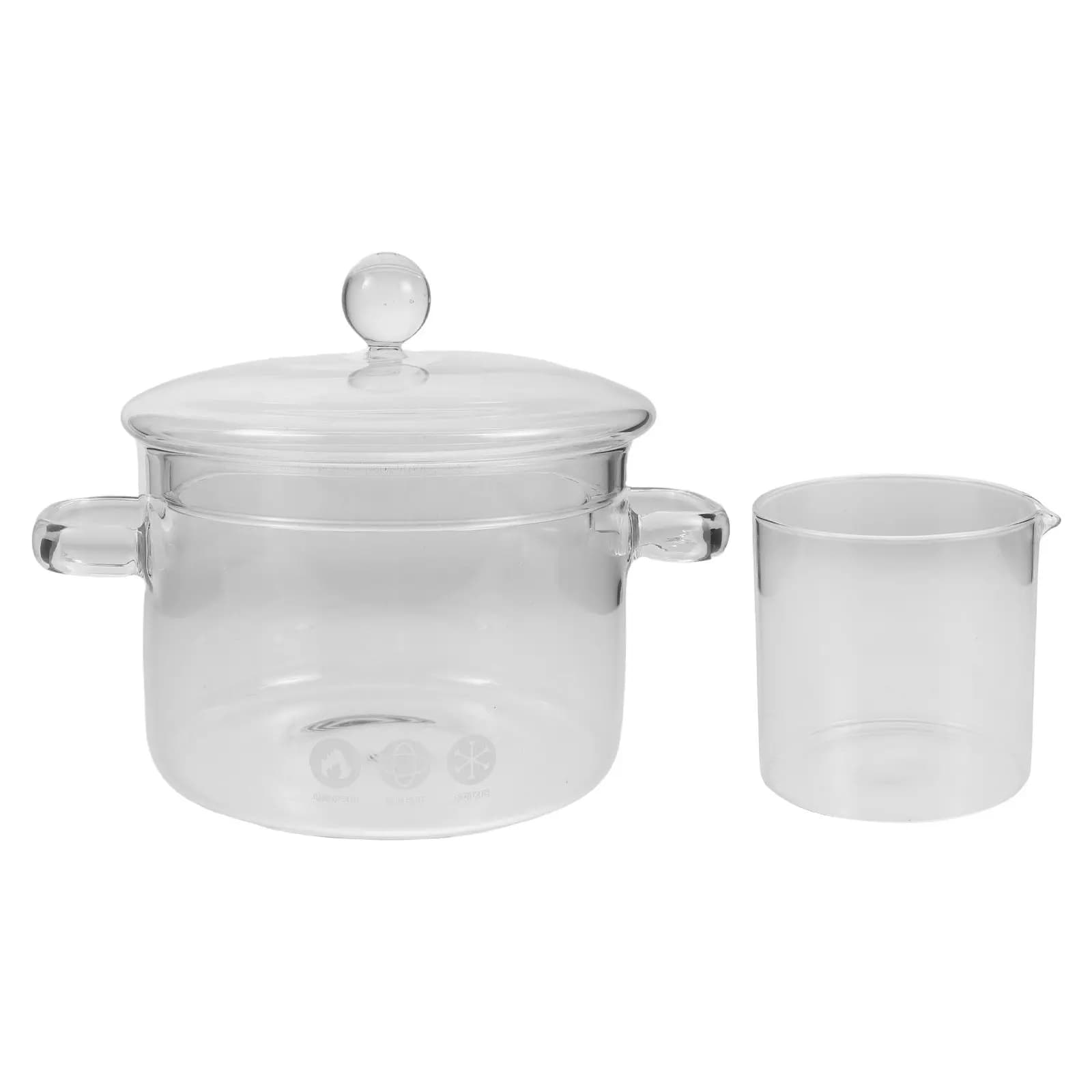 1Set Glass Distillation Pot Transparent Double Handle Hydrolat Extractor Home Essential Oil Simmer Pot DIY Rose Hydrolat Maker