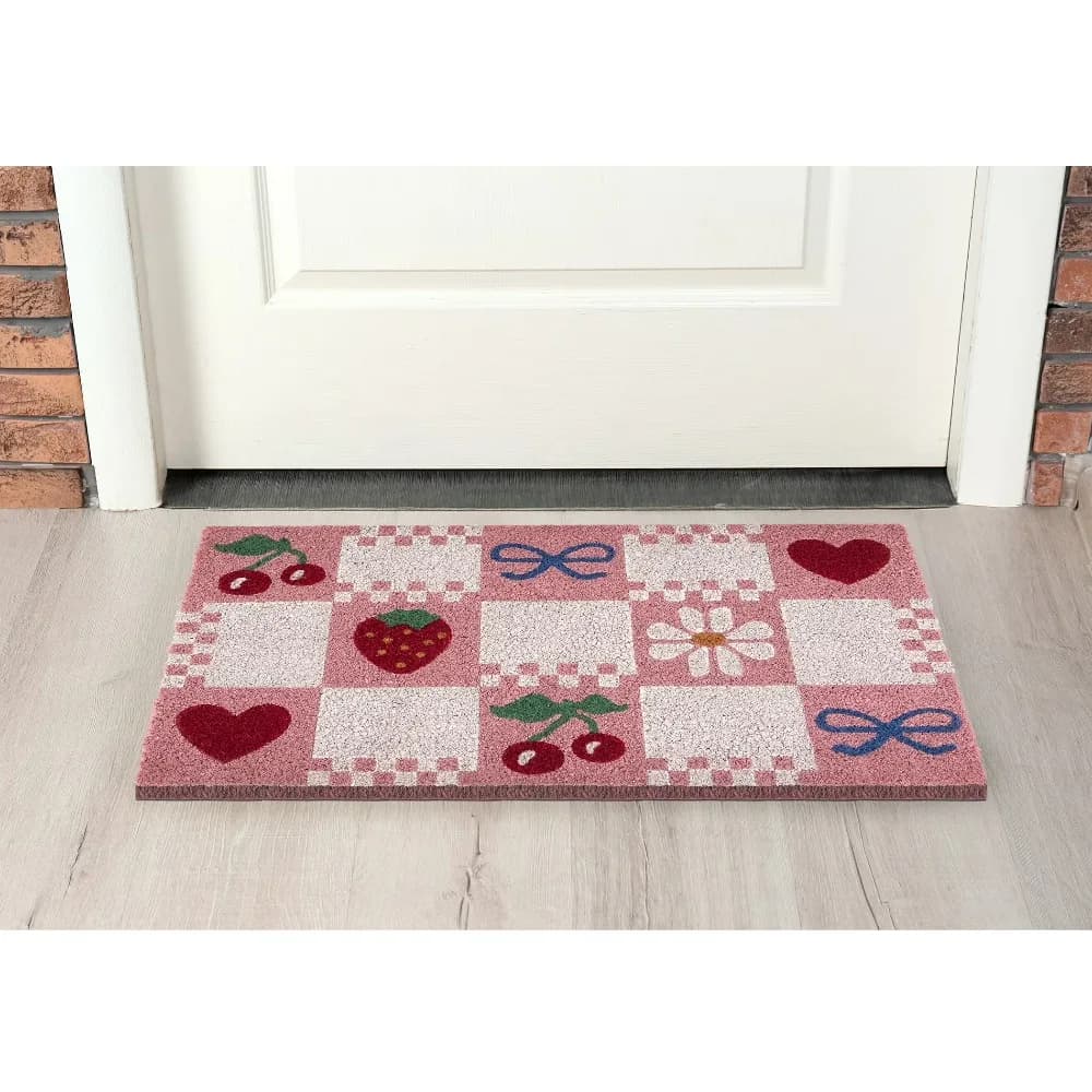 Cross Stitch Pattern Non-Slip Indoor Outdoor Welcome Doormat 18 x 30 Inch Front Door Mat