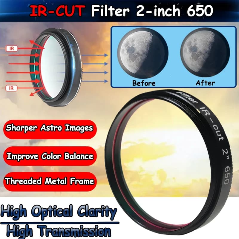2 "Filtro di interruzione a infrarossi IR-CUT650 Accessori per telescopio astronomico Filtro oculare per astrofotografia telescopio
