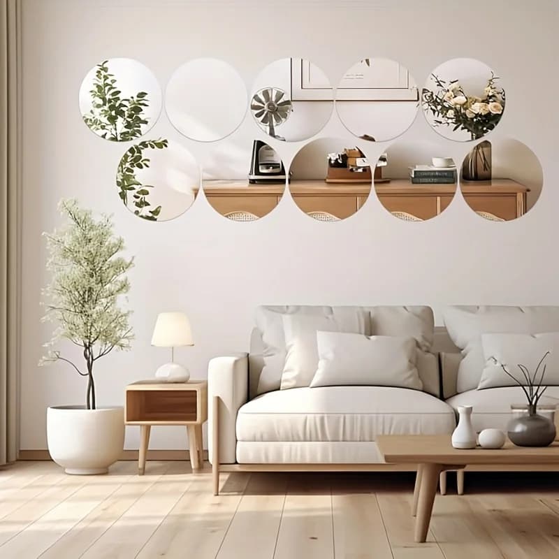 10 Pezzi di Vassoi Rotondi in Acrilico a Specchio 2D da 30cm, Infrangibili, per Cosmetici, Bagno, Candele, Decorazioni per Feste, Specchi Adesivi da Parete, Regali