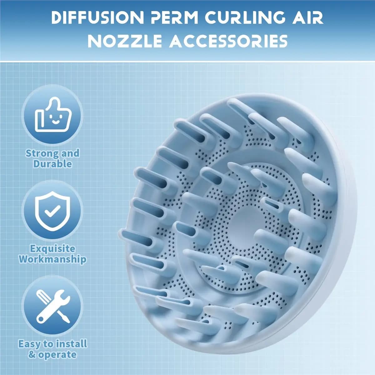 Welcome Deal~For Hair Dryer LF03/SE Diffusion Perm Curling Air Nozzle Accessories Blue