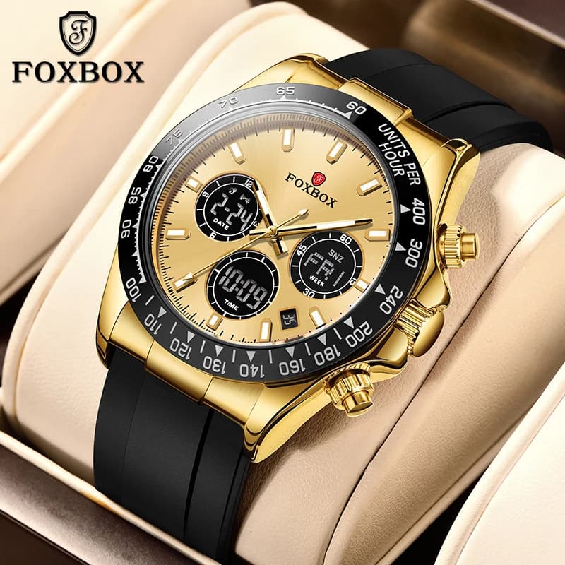 FOXBOX Men's Luxury Watches LIGE Men's Watch from Polso al Quarzo to Fashion Digitale Sportivo Impermeabile Luminoso with Date Gift for Men Reloj hombre