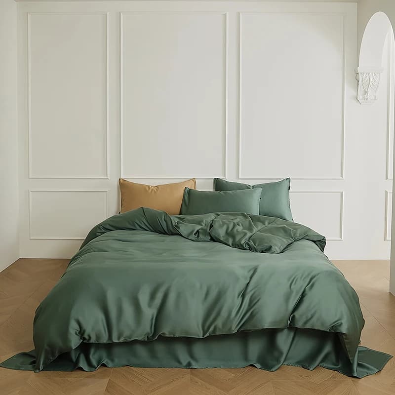 600TC Lyocell Morbido setoso Raffreddamento Set biancheria da letto in tinta unita Singolo Doppio Queen King Copripiumino Lenzuolo piatto/con angoli Federe