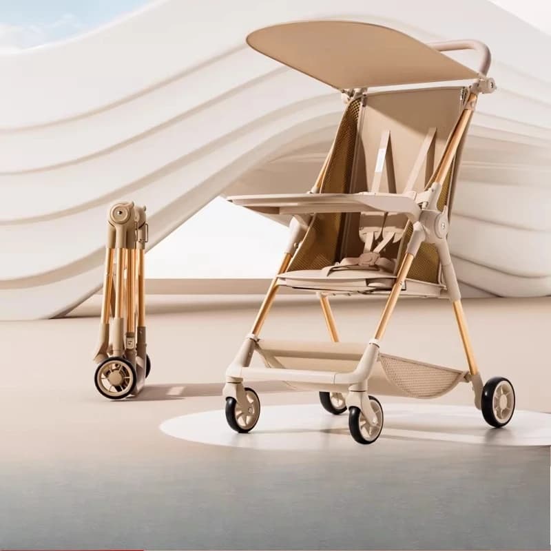 Passeggino portatile, passeggino leggero con ombrello con piega su una sola mano, sedile reclinabile, struttura in alluminio, imbottitura traspirante extra large
