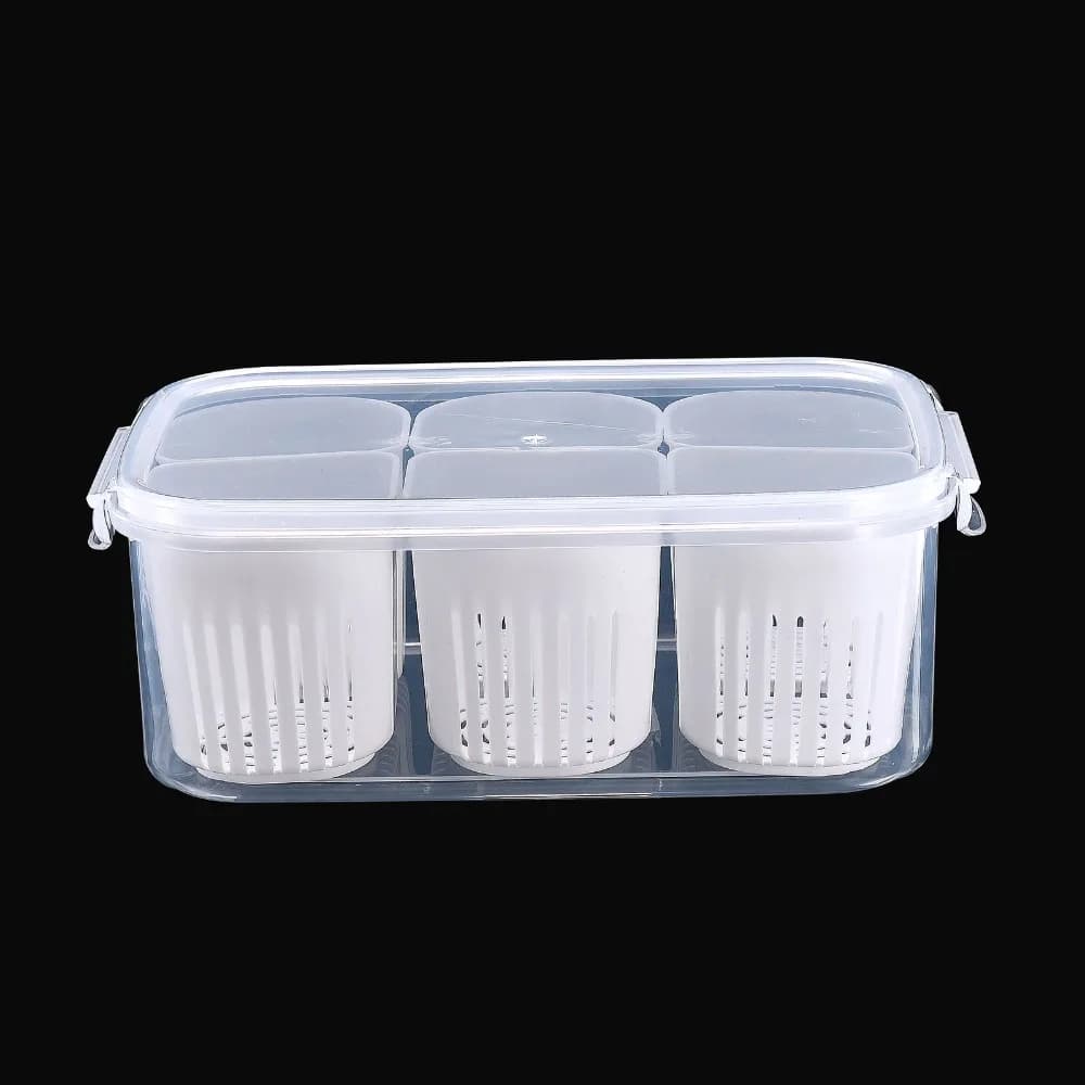 Practical PP Food Storage Containers 6-grid White Plastic Food Containers Meal Prep Containers For Home Use