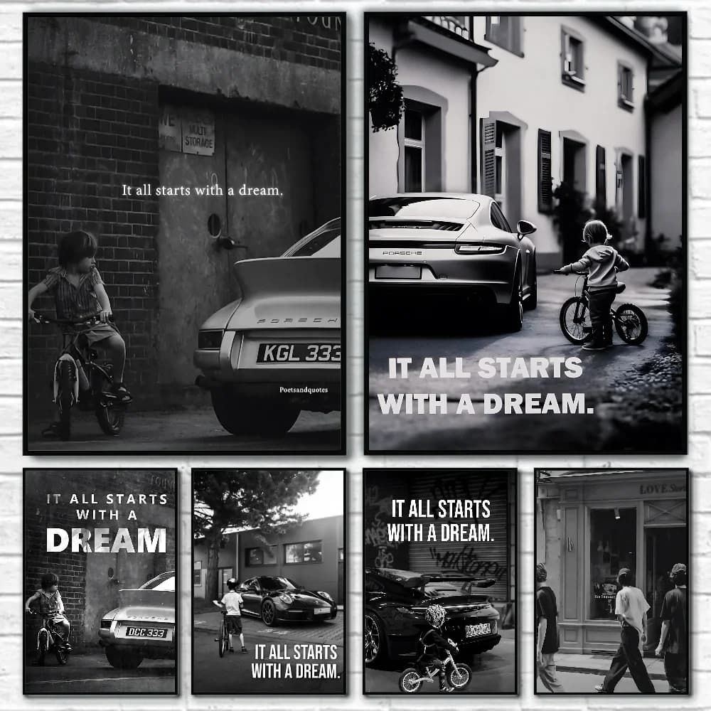 1PC Luxury Super Cars Motivational Quote Dreams Artwork Inspiring Poster Paper Print Home Living Room Bedroom Entrance Bar Ca
