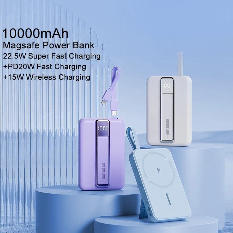 Power Bank 10000mah Caricatore portatile 22.5W 15W Caricatore wireless magnetico Powerbank per iPhone Xiaomi Huawei Poverbank con cavo