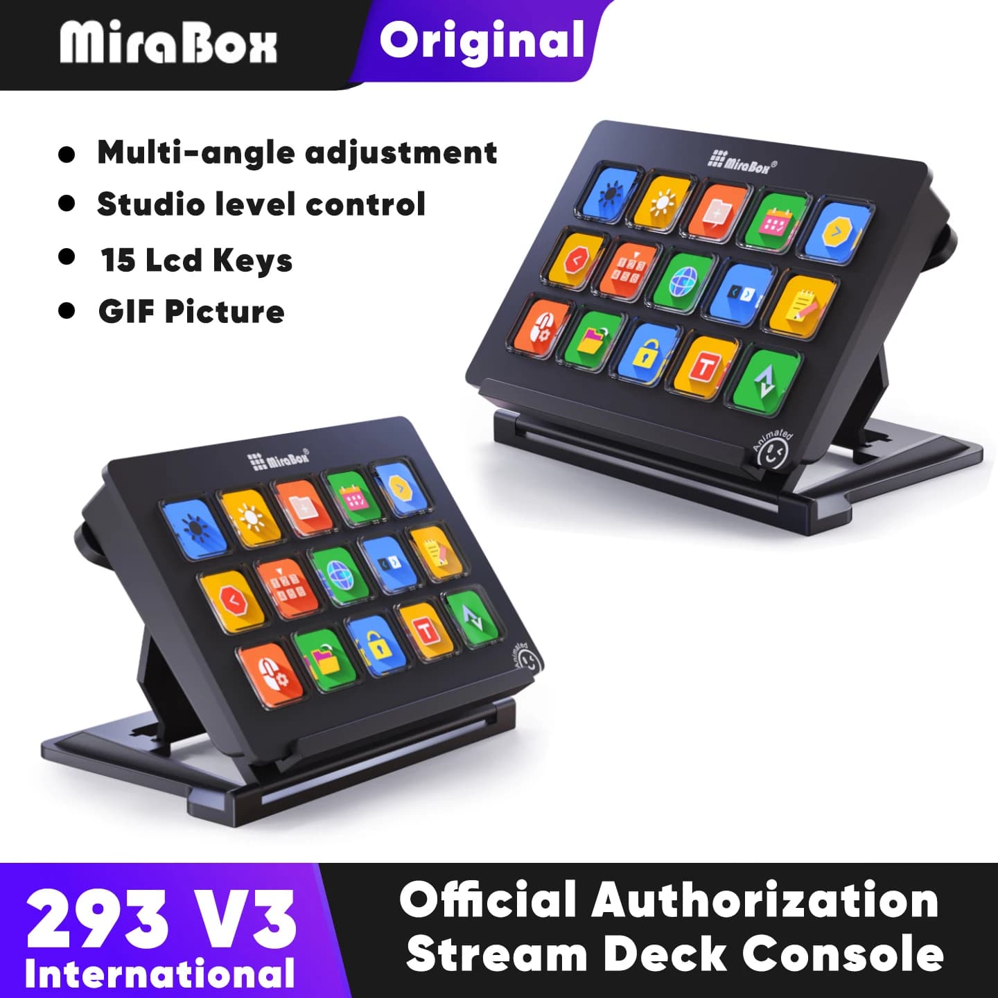 Mirabox 293S V3 Stream Deck Macropad, Controller Creativo, Dock Streamdeck, Tastierino Macro, Console Desktop Visiva, Stream Desk