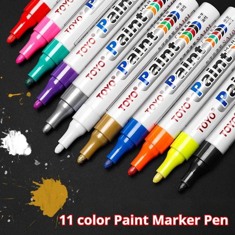 Penna per pittura oleosa impermeabile Pennarello per pneumatici per auto Battistrada in gomma Metallo Vernice permanente Pennarello artistico Forniture di cancelleria per la scuola