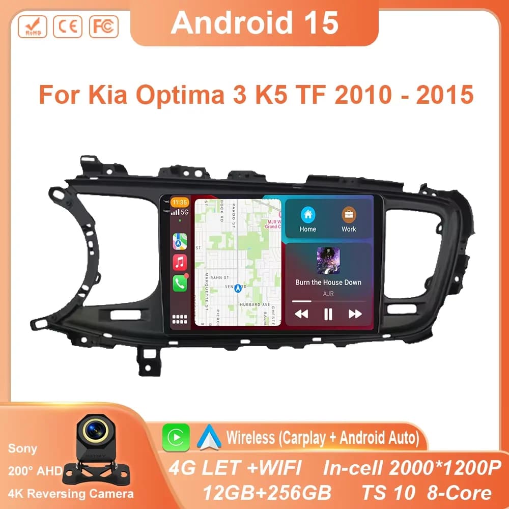 Autoradio Carplay Per Kia Optima 3 K5 TF 2010 - 2015 Navigazione GPS Android Auto Lettore Multimediale Bluetooth Cam 5G Wifi No 2din