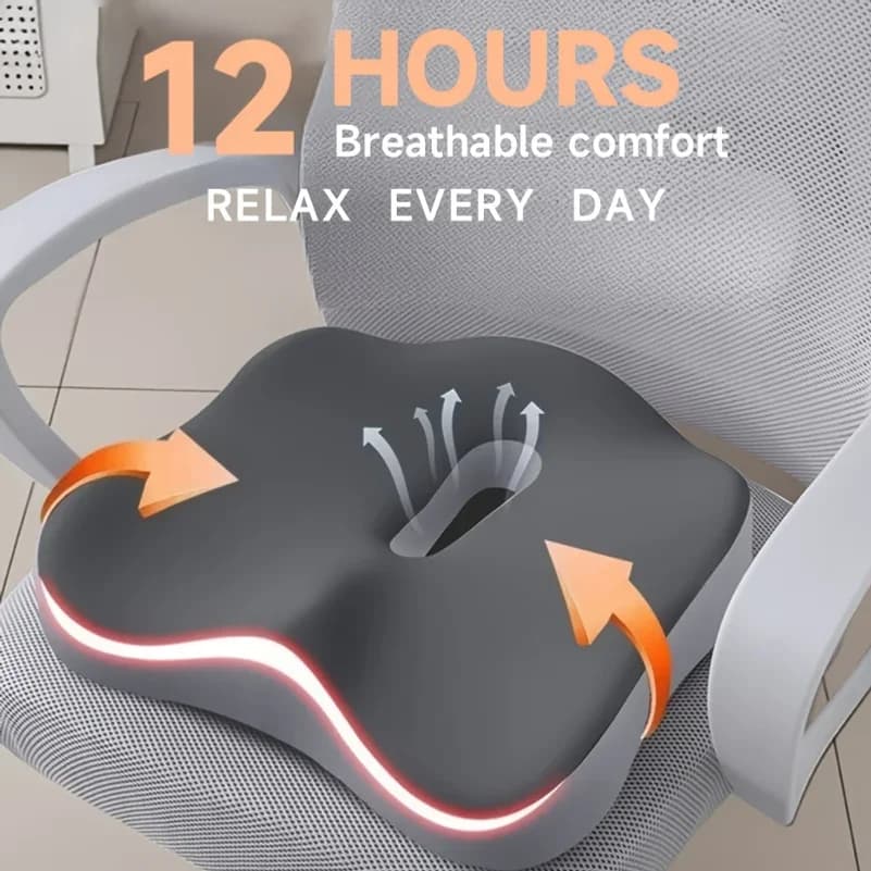 Cuscino Ergonomico per Sedia, Supporto in Memory Foam a Tre Zone, Base Strutturata Morbida e Confortevole, Rimovibile, Regalo Estivo