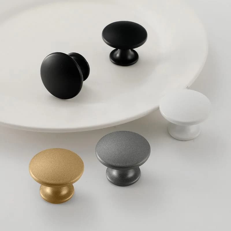 Maniglia a foro singolo a forma di pulsante nero bianco oro grigio Maniglia per porta dell'armadio per cassettiera Maniglia piccola rotonda in lega di alluminio