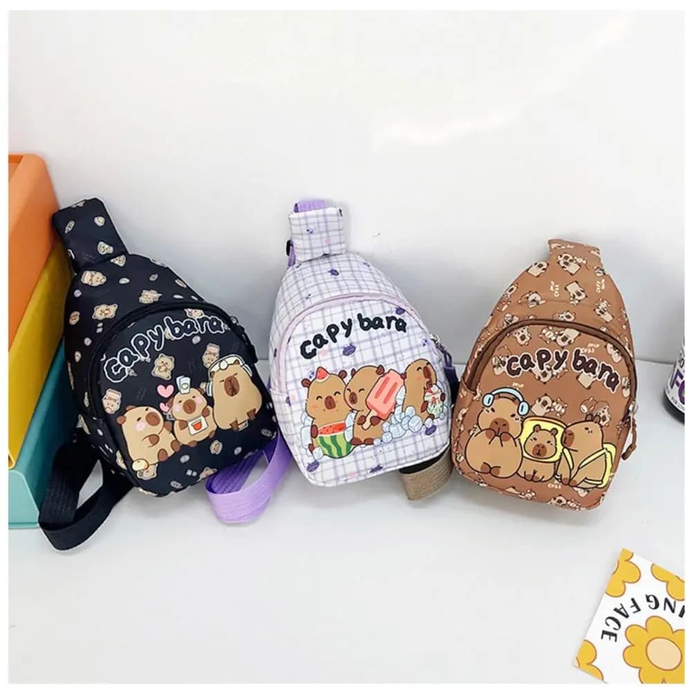 High Quality Capybara Shoulder Bag Nylon Lightweight Crossbody Bag Cartoon Animal Coin Purse For Kids