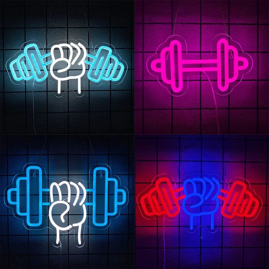 Serie Fitness Accessori per la decorazione della casa Decorazione della stanza Nome della parete Sport Neon Led Sign Youth Barbell Icon Gym Art Lamp Utilizzato