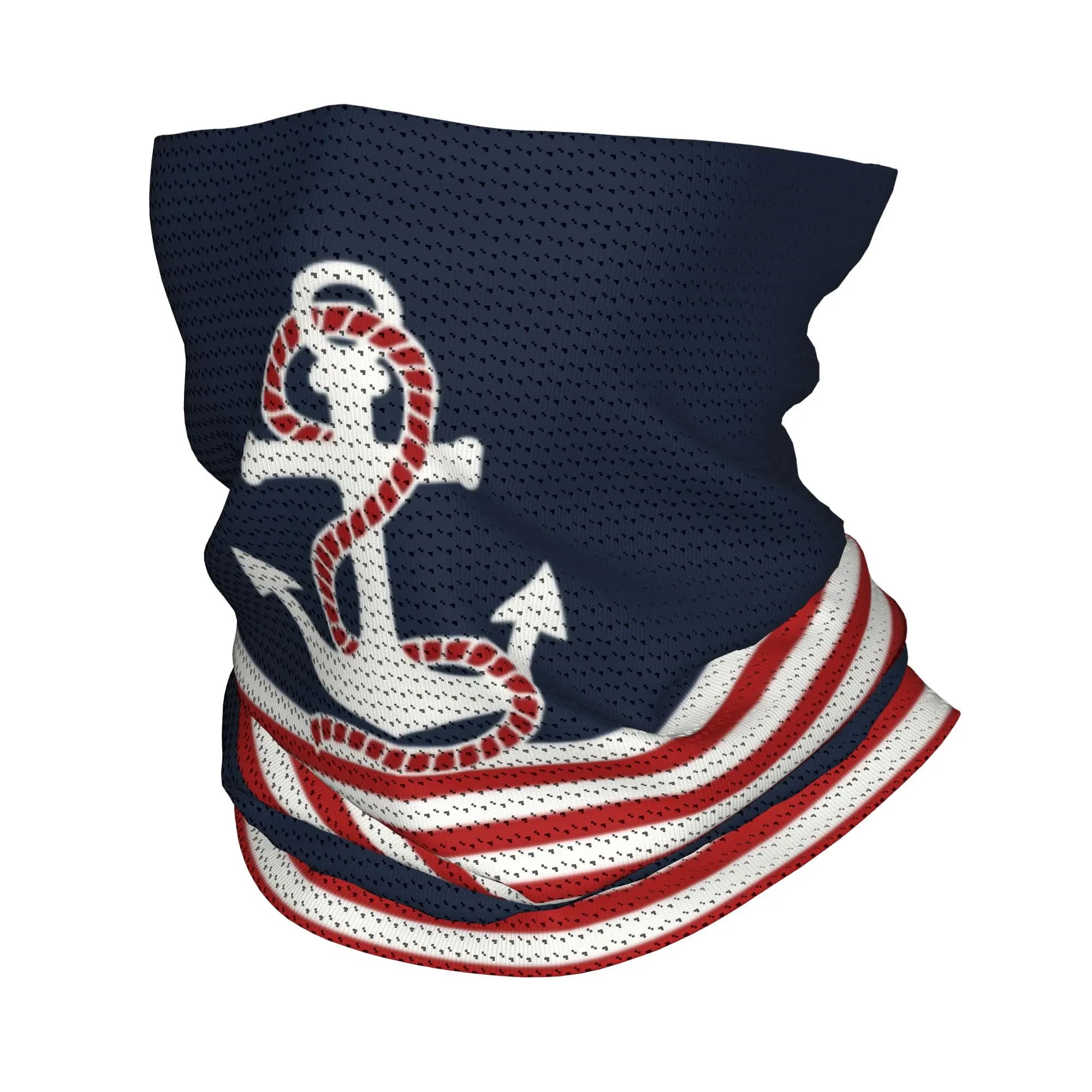 Scaldacollo Invernale Personalizzato Blu Navy a Righe con Ancora Nautica, Sciarpa Tubolare da Sci e Caccia per Uomo e Donna, Bandana Copriviso